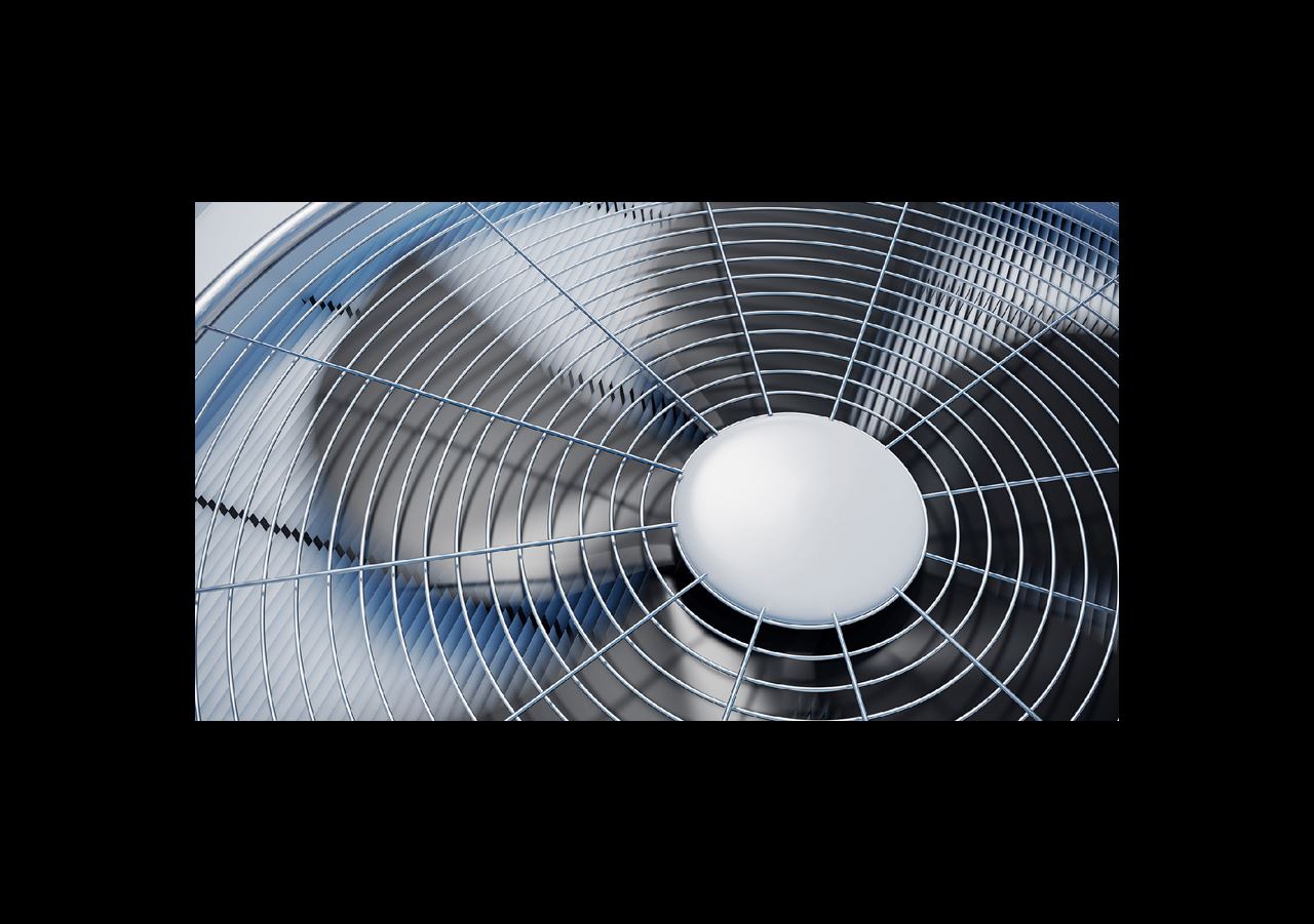 Close up view of an HVAC fan.