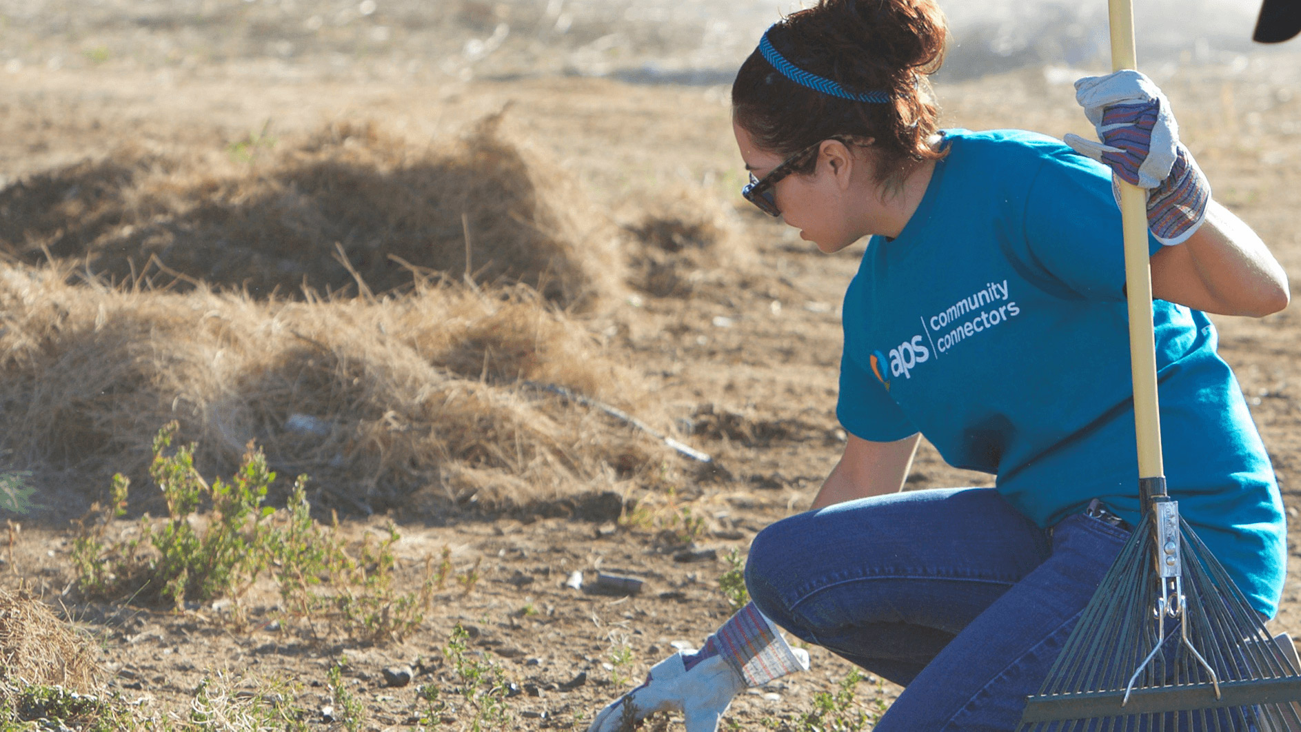 APS Volunteer cleaning up grounds.