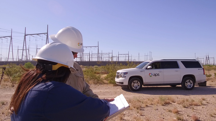 APS Employees checking blueprints