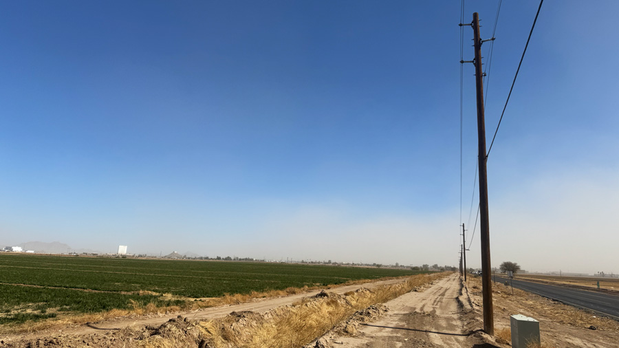 An intersection near farmland in the West Valley