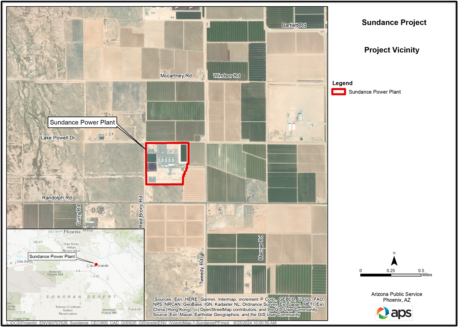 Un mapa que muestra la ubicación de la planta de energía de Sundance
