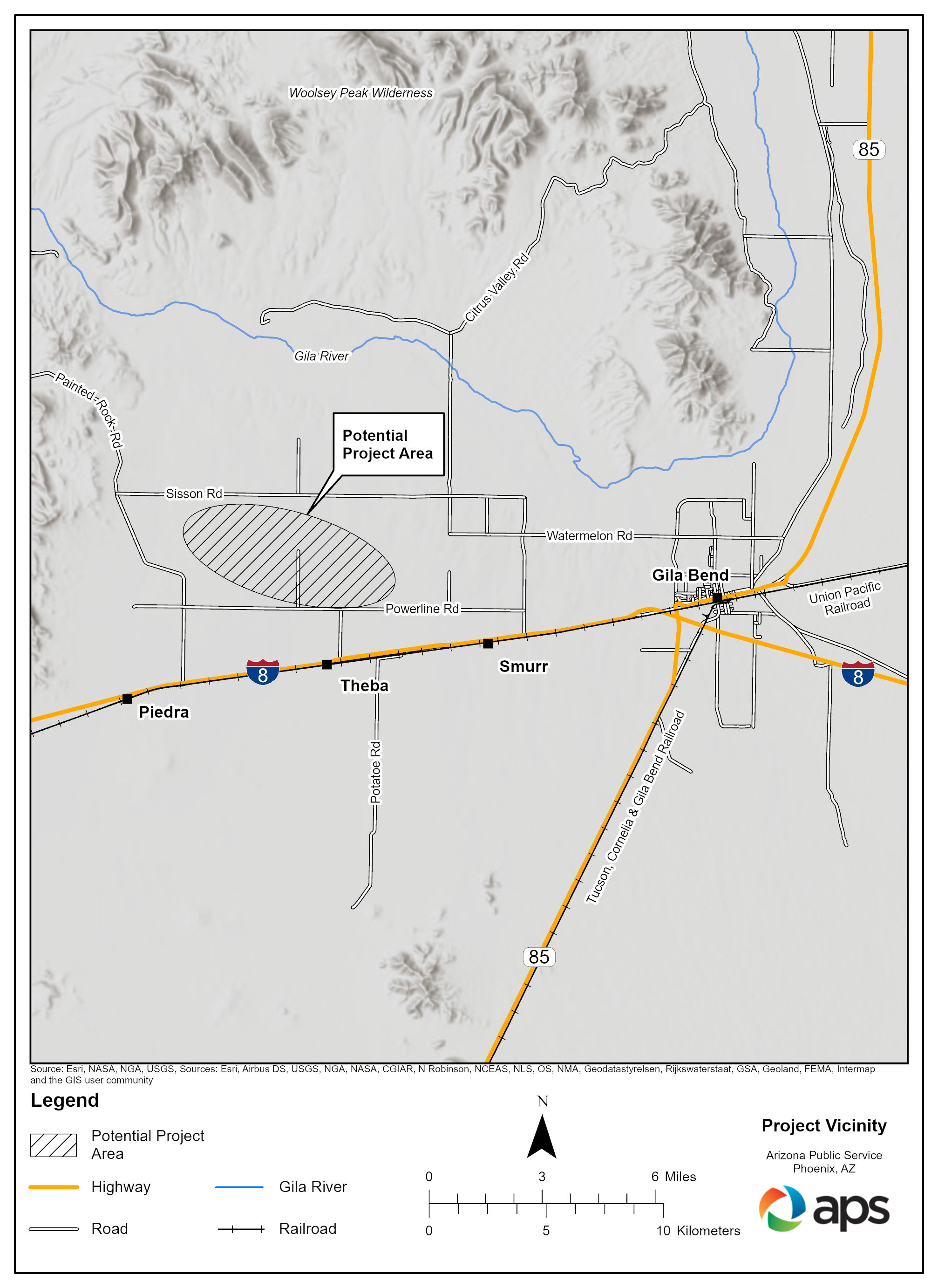 Desert Sun Plant Project Vicinity map, west of Gila Bend, AZ