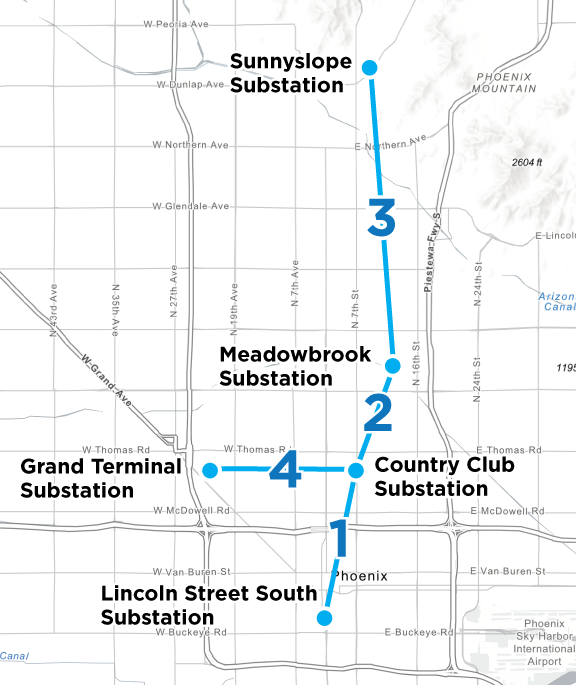 Central Phoenix Line Upgrade map