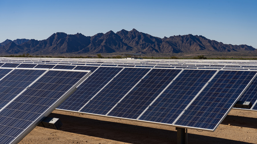 Panels from the Desert Star Solar plant