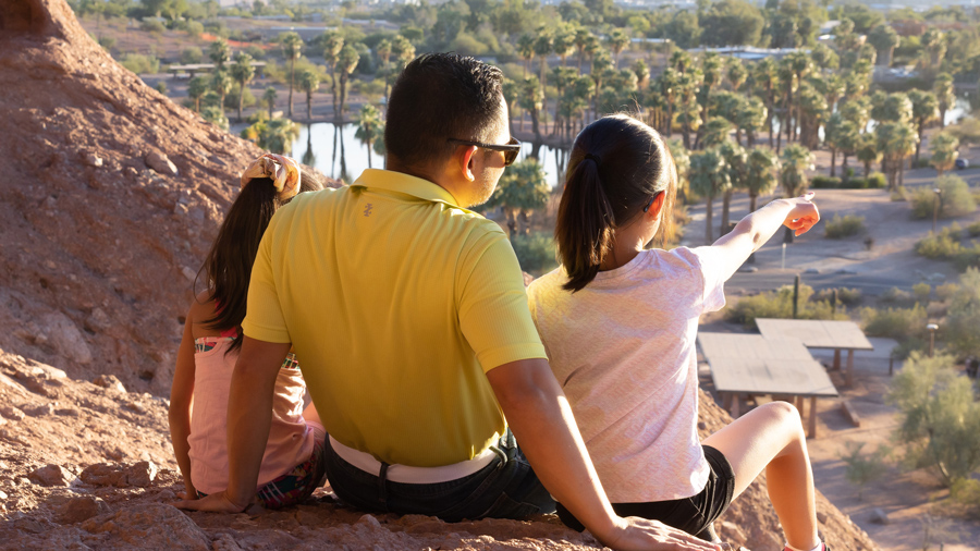 Family looking out over Papago Park