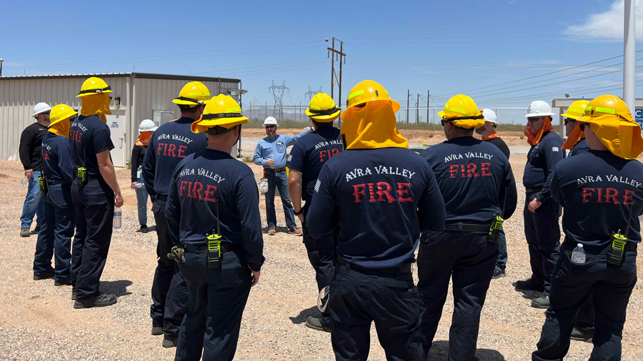 Avra Valley Firefighters attend an APS safety talk