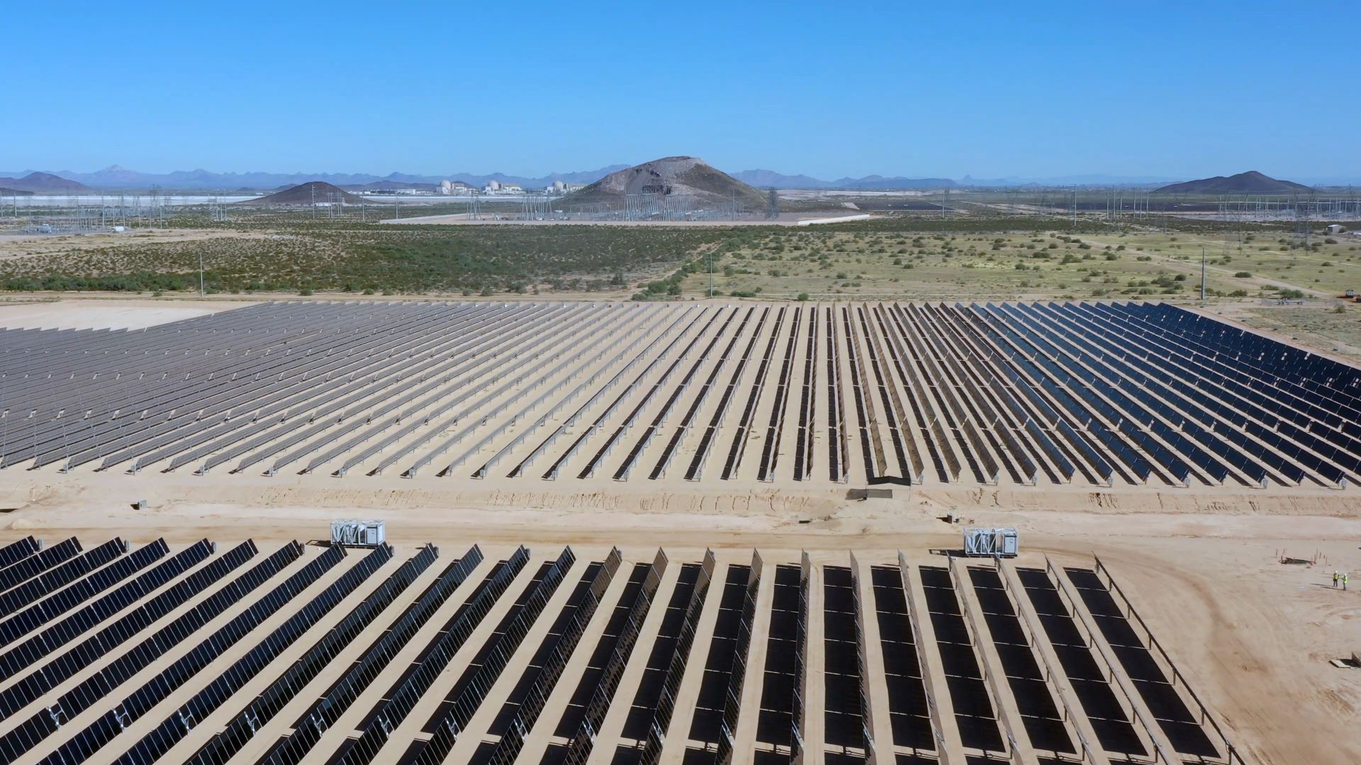 aerial view of a large solar plant