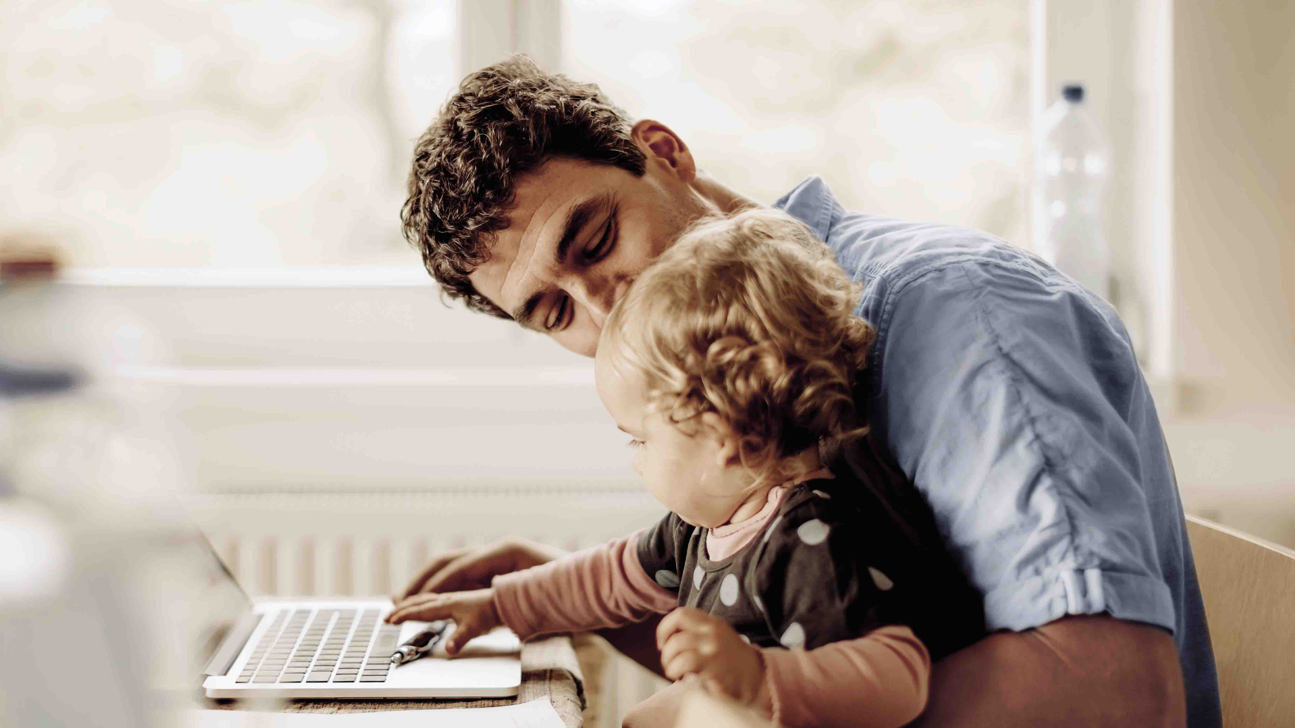 Father and son on the computer