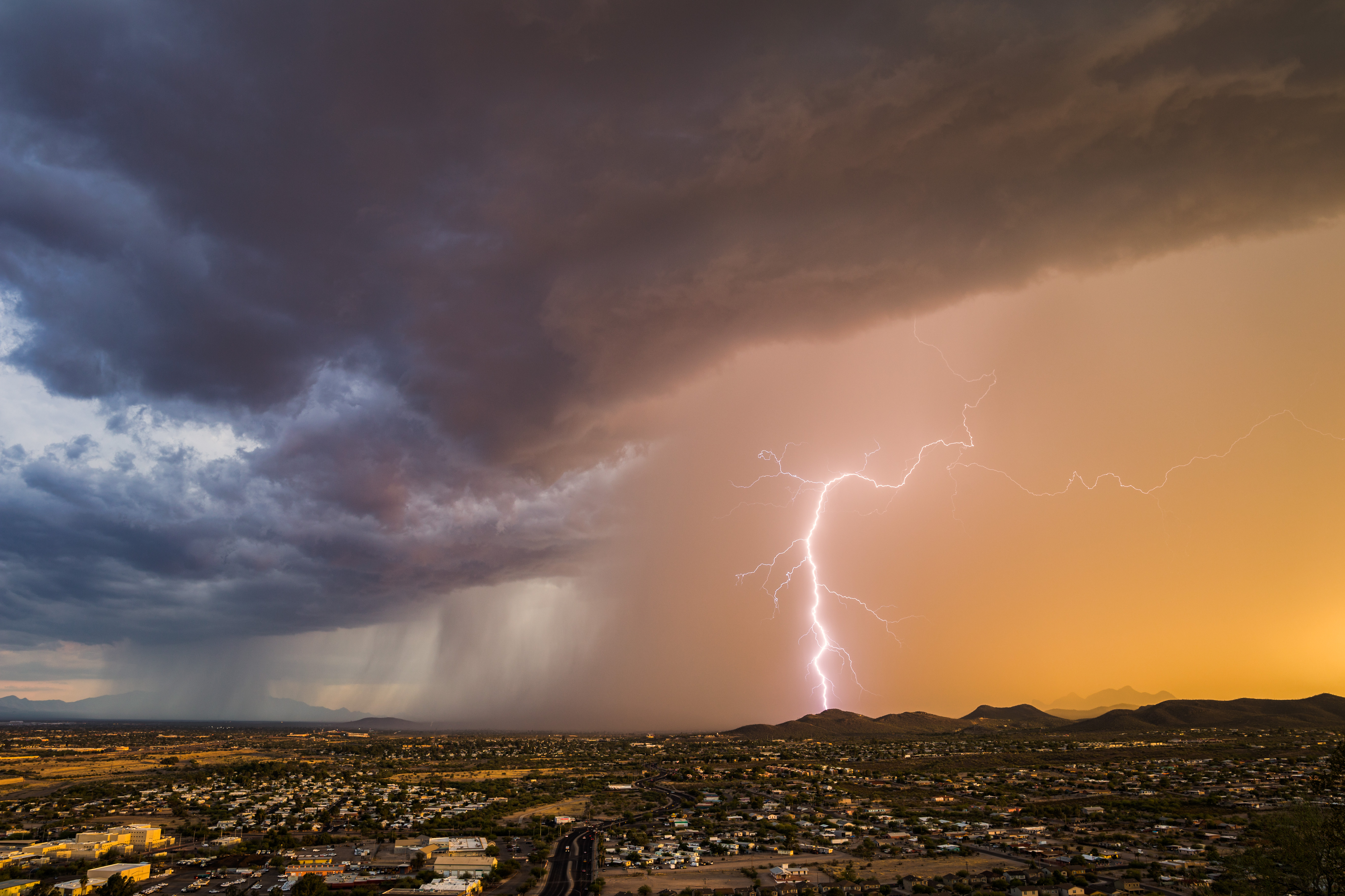 stormy sky with lightening strike 