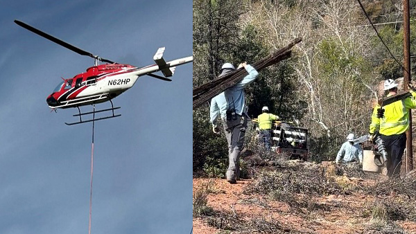 Helicopter and ground crew