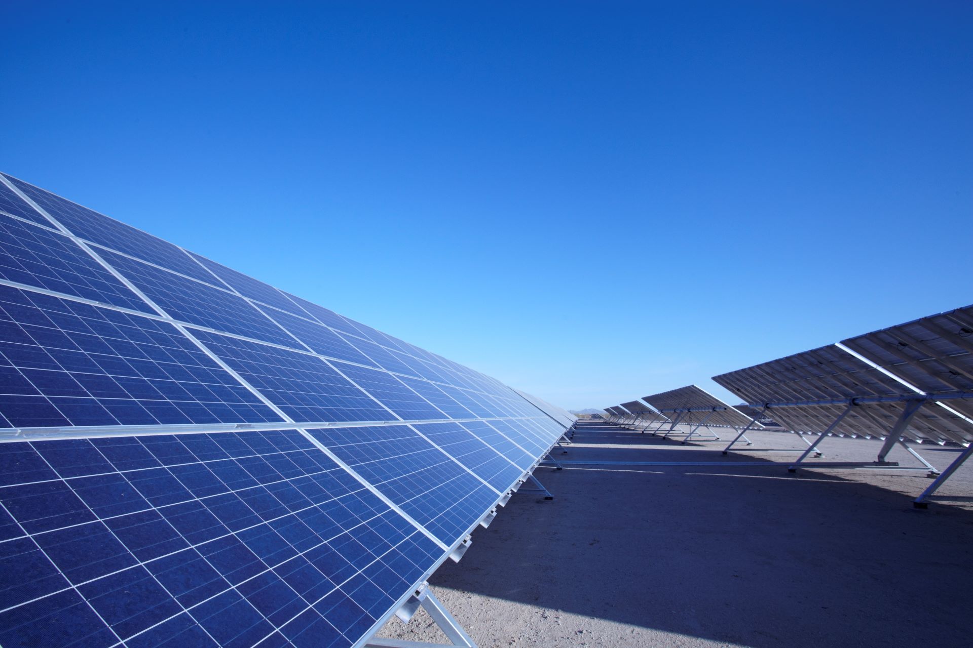 solar panels in solar field 