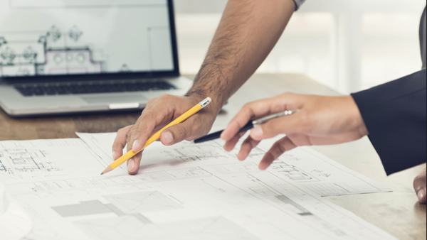 Thumbnail image of hands pointing out items on a blueprint
