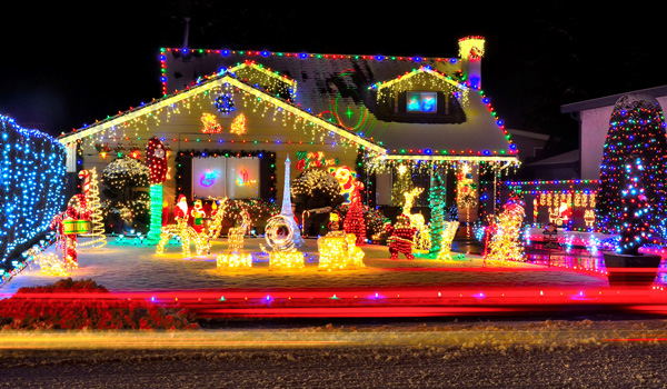 Christmas lights on a house