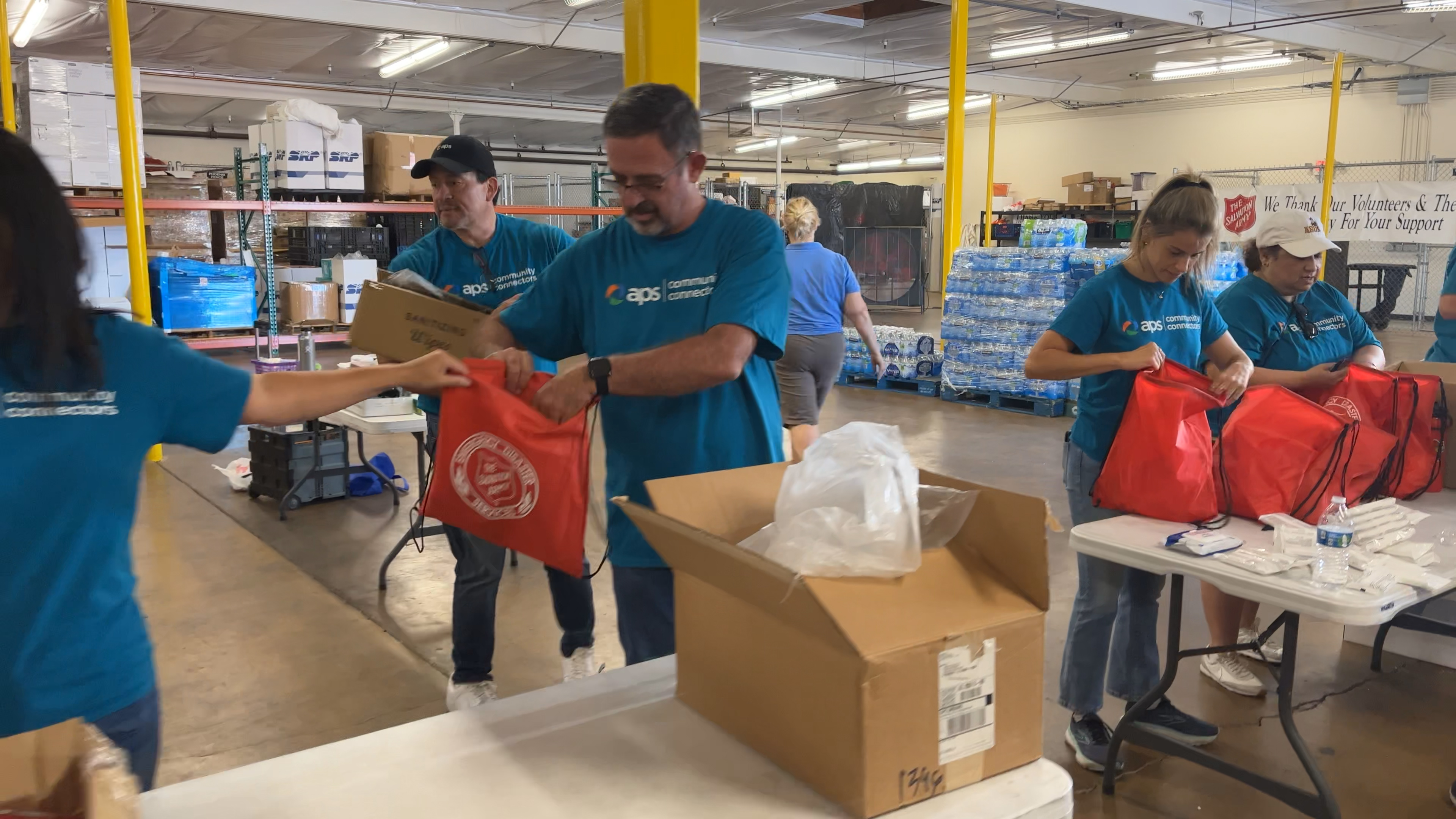 Volunteers at a relief center