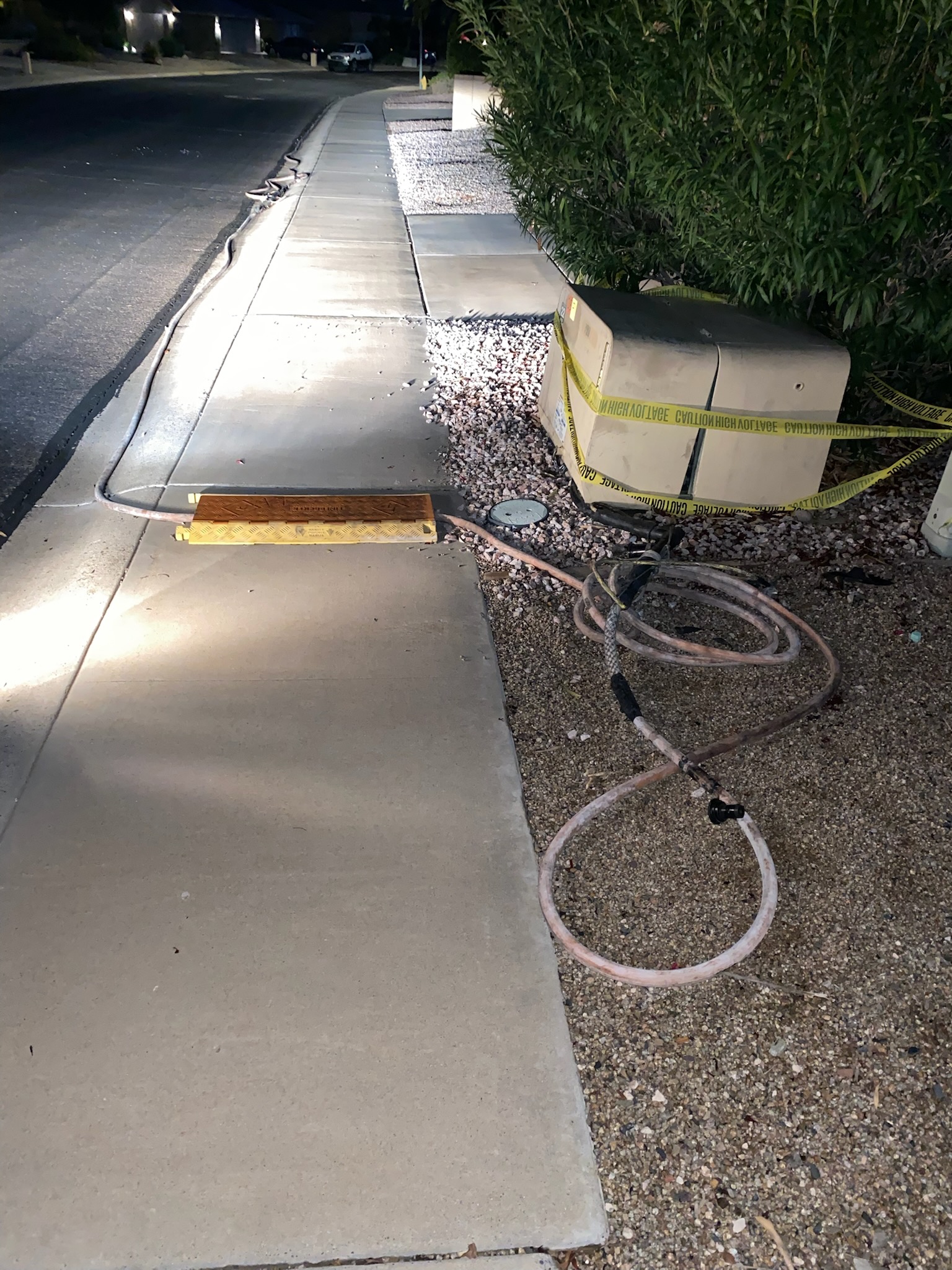 Temporary Cable across sidewalk