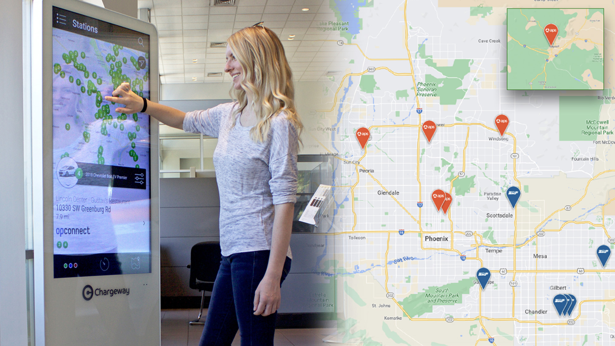 woman using an interactive map