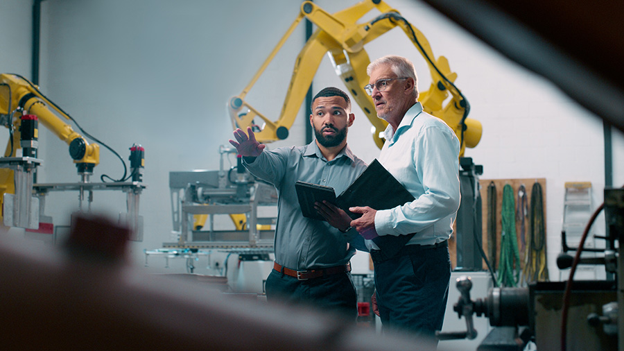 Men in a warehouse shop