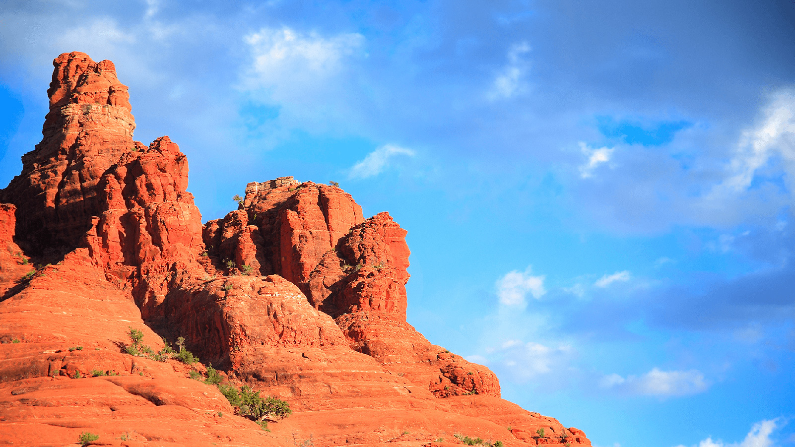 Arizona red rocks on a sunny day with blue sky.