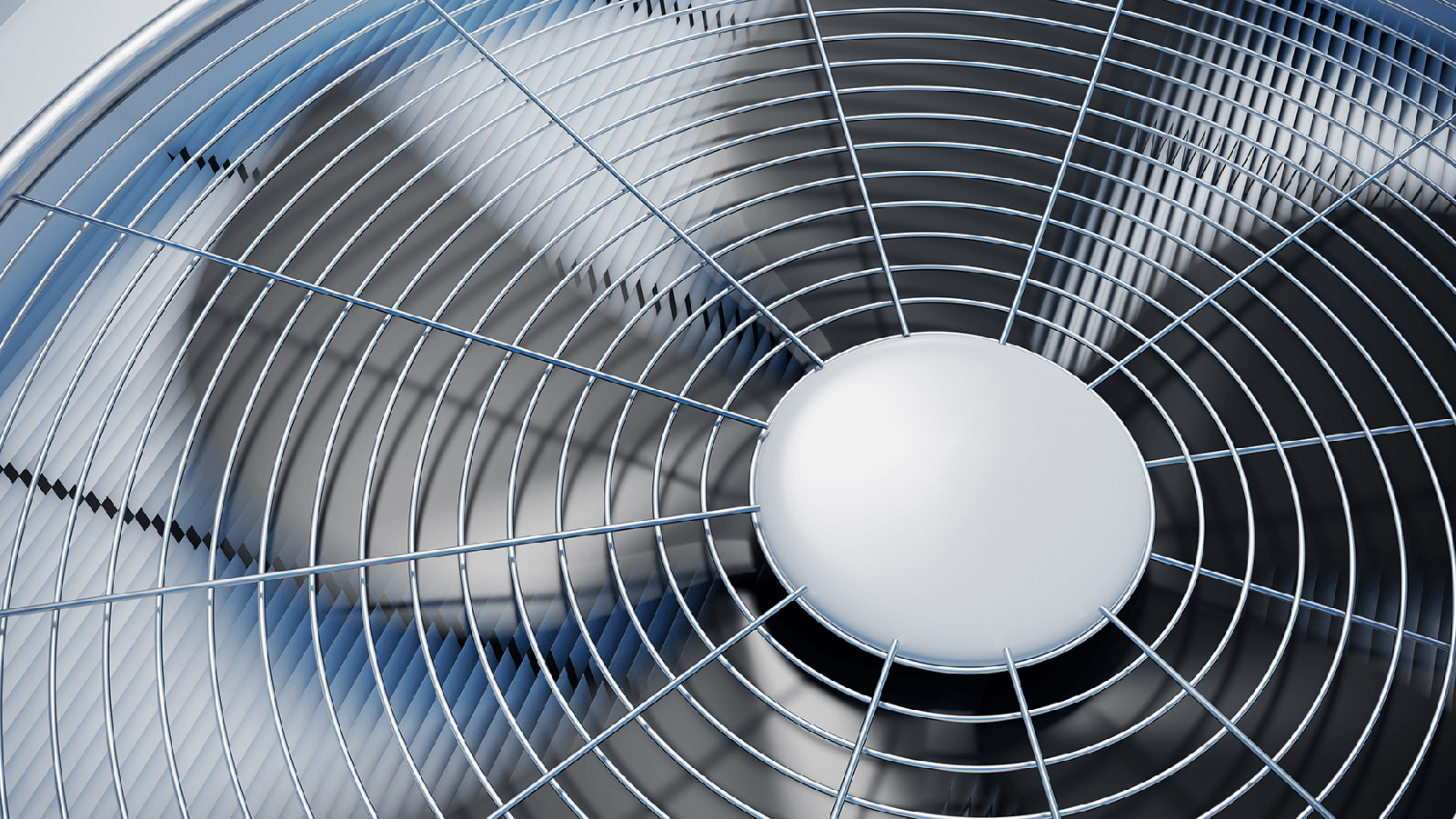 Close up view of an HVAC fan.