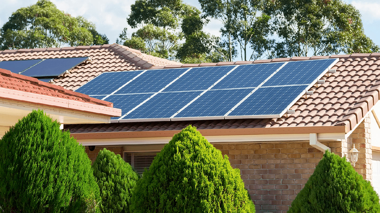 Solar panels on a home rooftop.