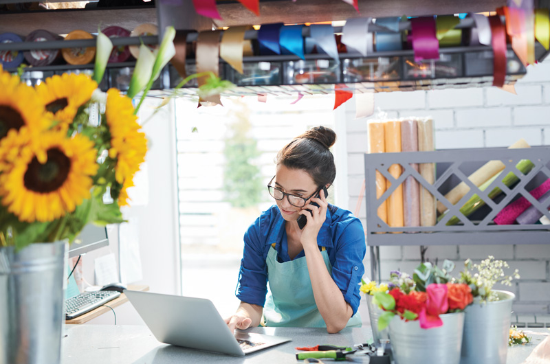Small Business owner on the phone