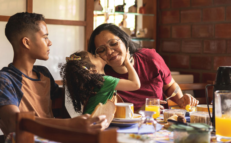 family having breakfast