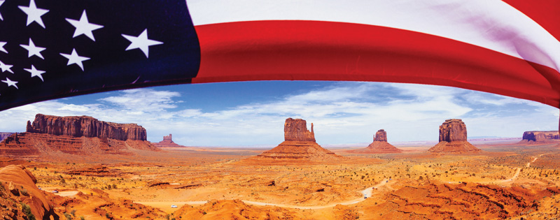 Flag over Monument Valley