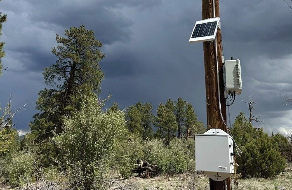 Solar panel on utility pole