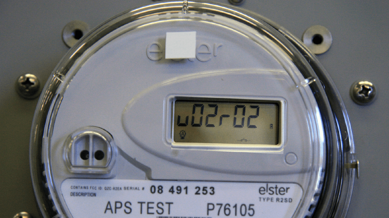 Head-on, detailed image of a smart meter.