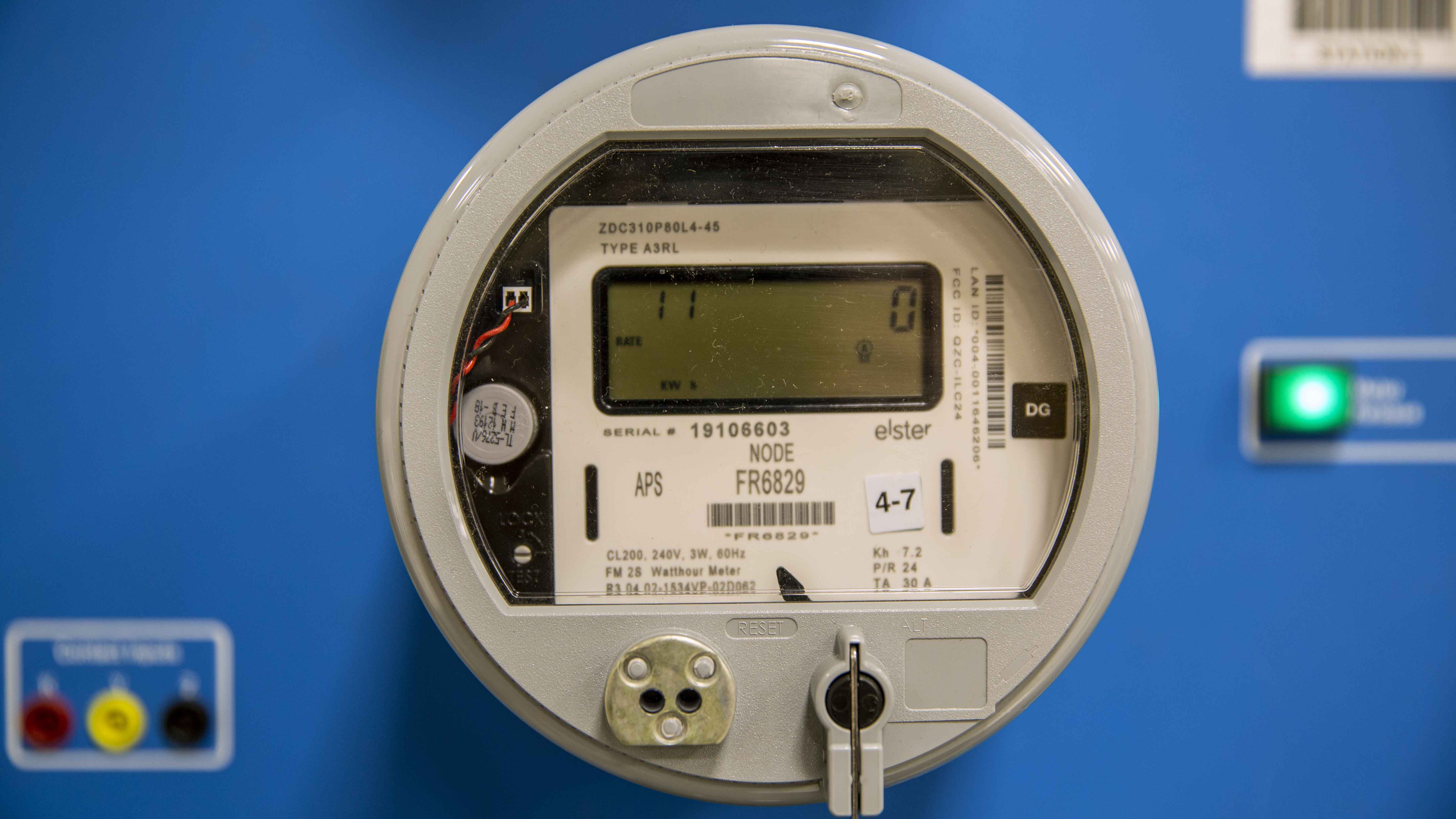 Closeup view of solar AMI a meter