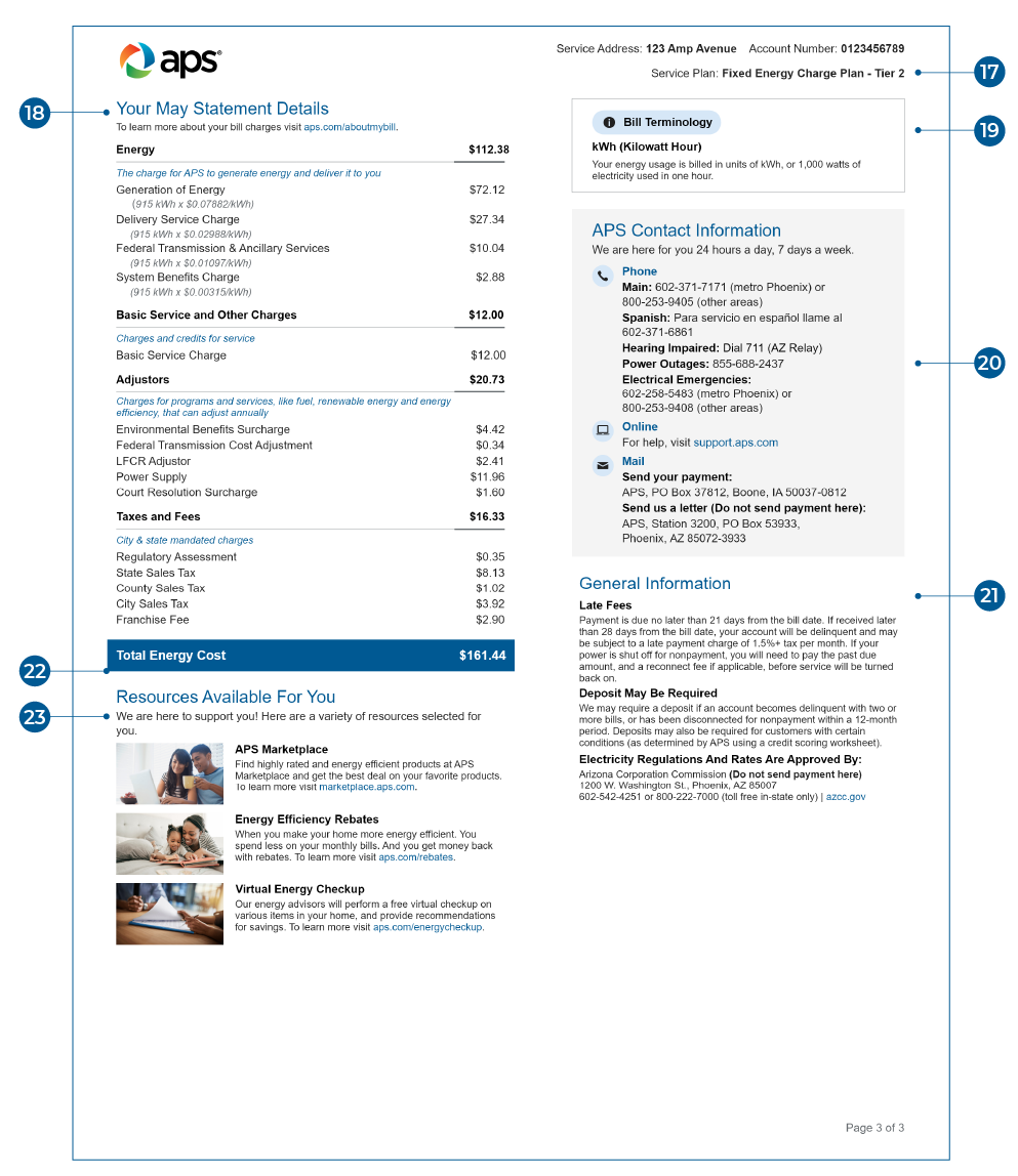 Fixed Energy Charge bill - page 3