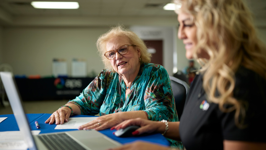 Customer with a service rep