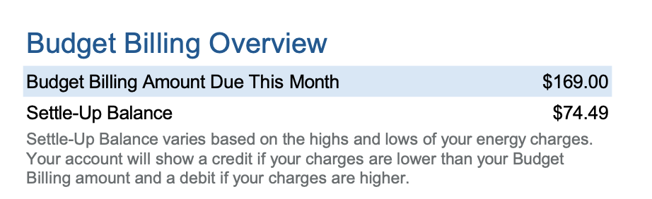 Saldo de liquidación en una recibo Budget Billing