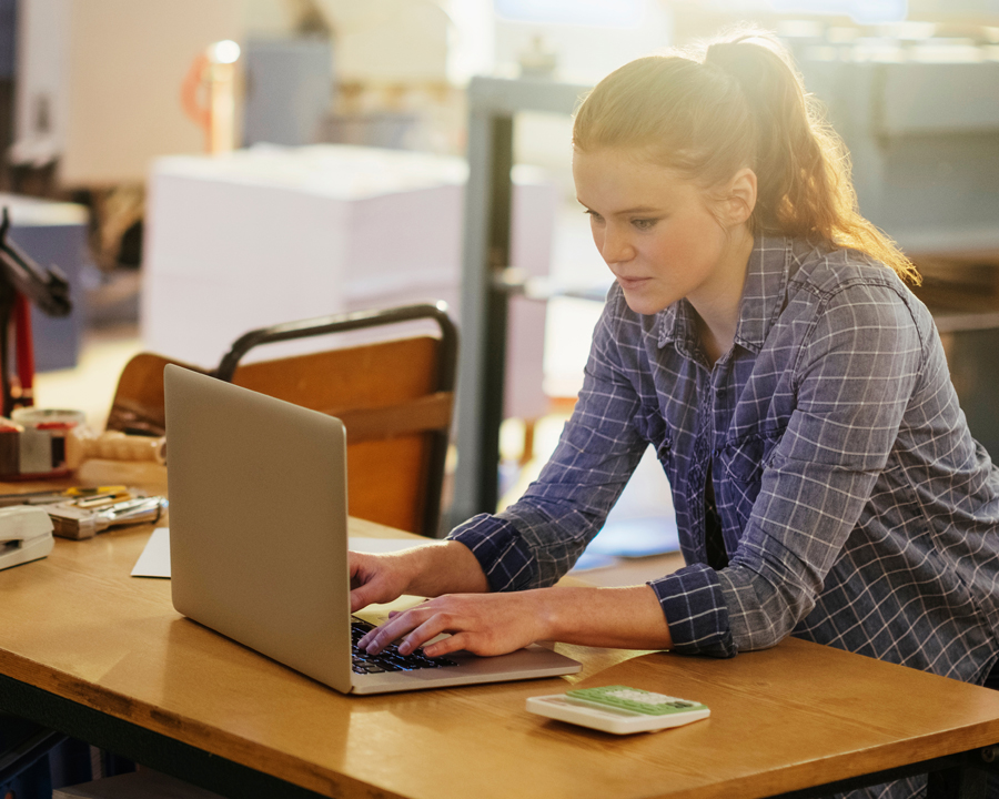 Business owner on laptop
